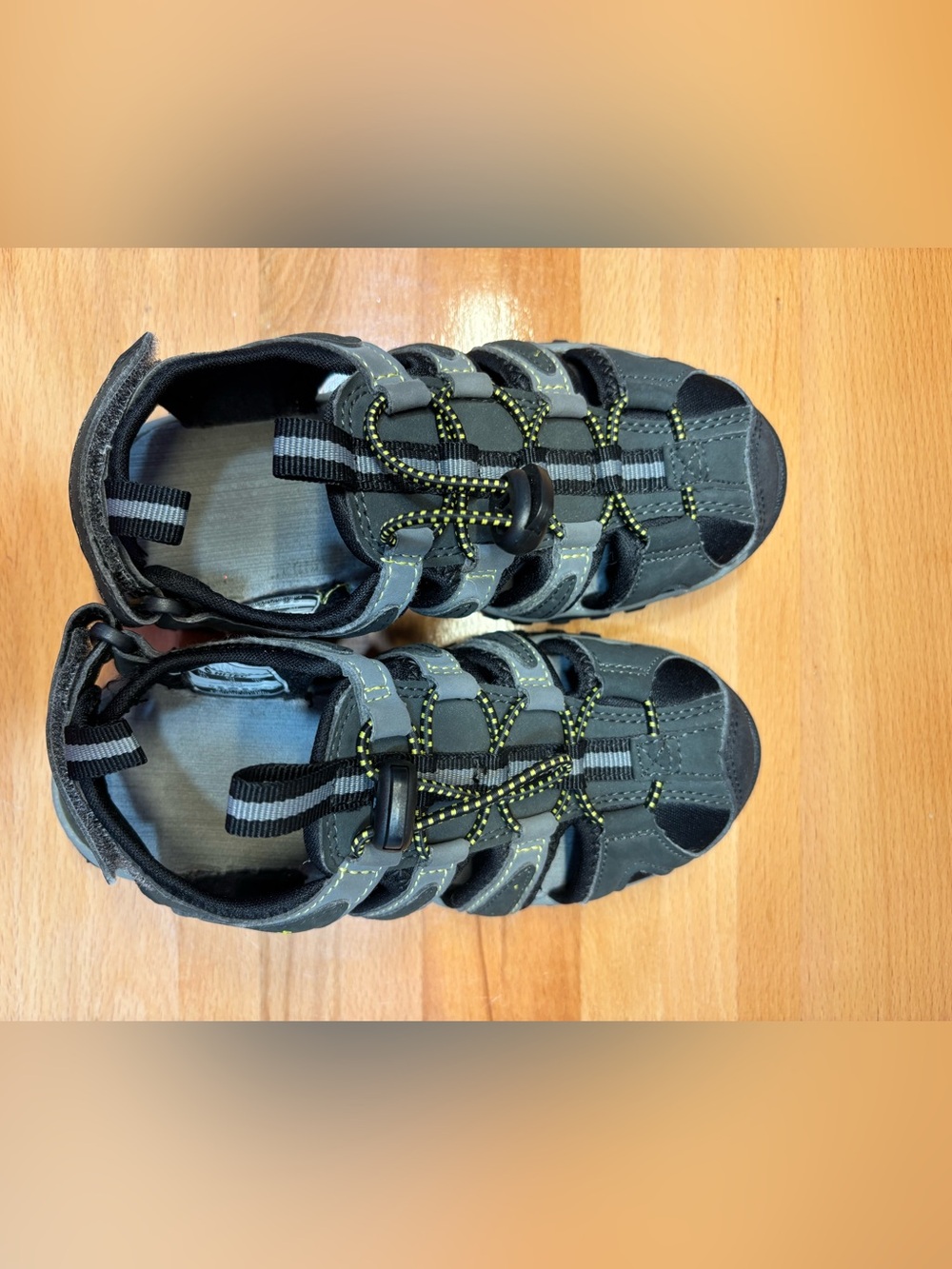 Hi-Tec Black Kids Outdoor Sandals with Yellow Accents